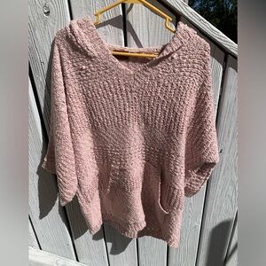 POL NWOT BLUSH PINK hooded sweater, 3/4 sleeve w kangaroo pocket
